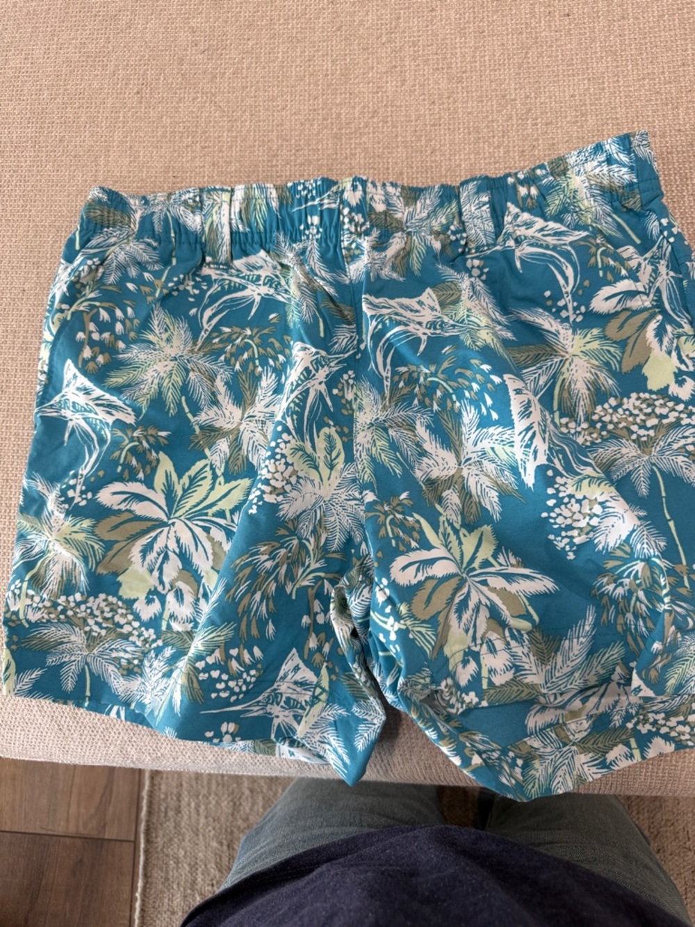 Columbia Teal Tropical Print Athletic Shorts